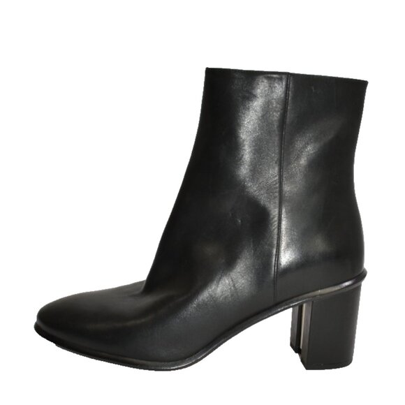 New! Tory Burch Brooke Stamped Heel Leather Bootie Black 10 M DD456A SN 148024 - Picture 3 of 6